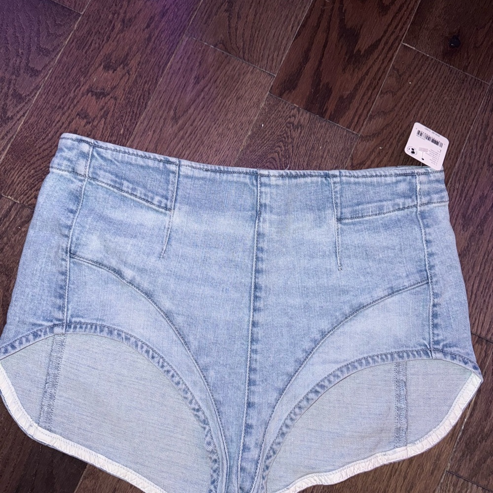 Free People High Waist Light Blue Denim Shorts